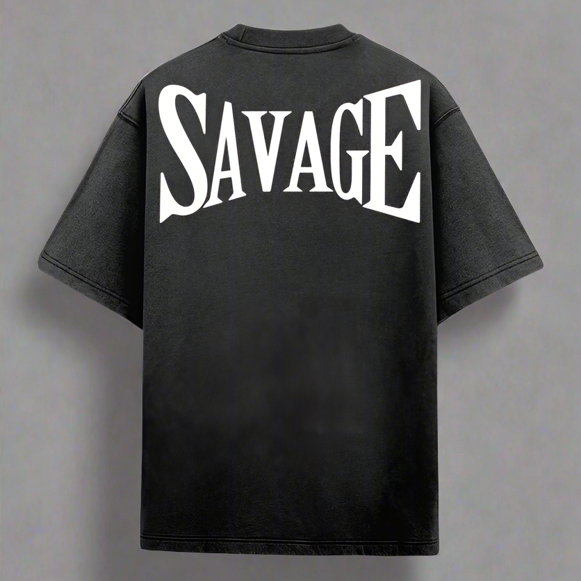 Savage Acid Wash Oversized T-Shirt | Unisex Streetwear – Black