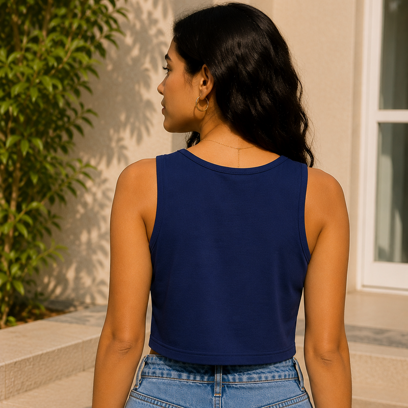 Focus On The Good Stuff Royal Blue Crop Tank | Women's Smiley Top