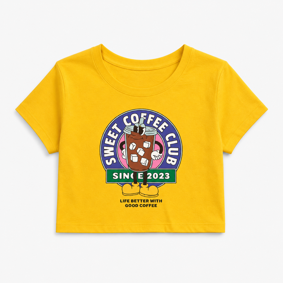 Sweet Coffee Club Crop Tee | Women's Retro Coffee Graphic Top