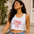 Clickin' Since 90s White Crop Tank | Women's Retro Cotton Crop Top