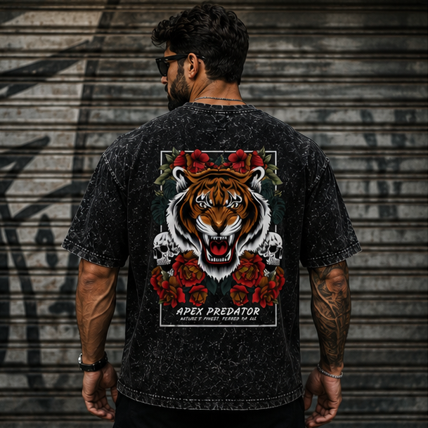 Apex Predator Acid Wash Oversized T-Shirt | Graphic Streetwear Tee