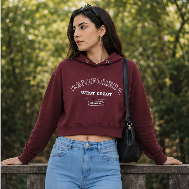 California Originals Crop Hoodie | Women's Graphic Streetwear