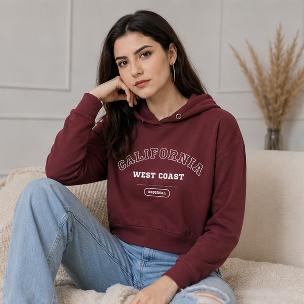 California Originals Crop Hoodie | Women's Graphic Streetwear