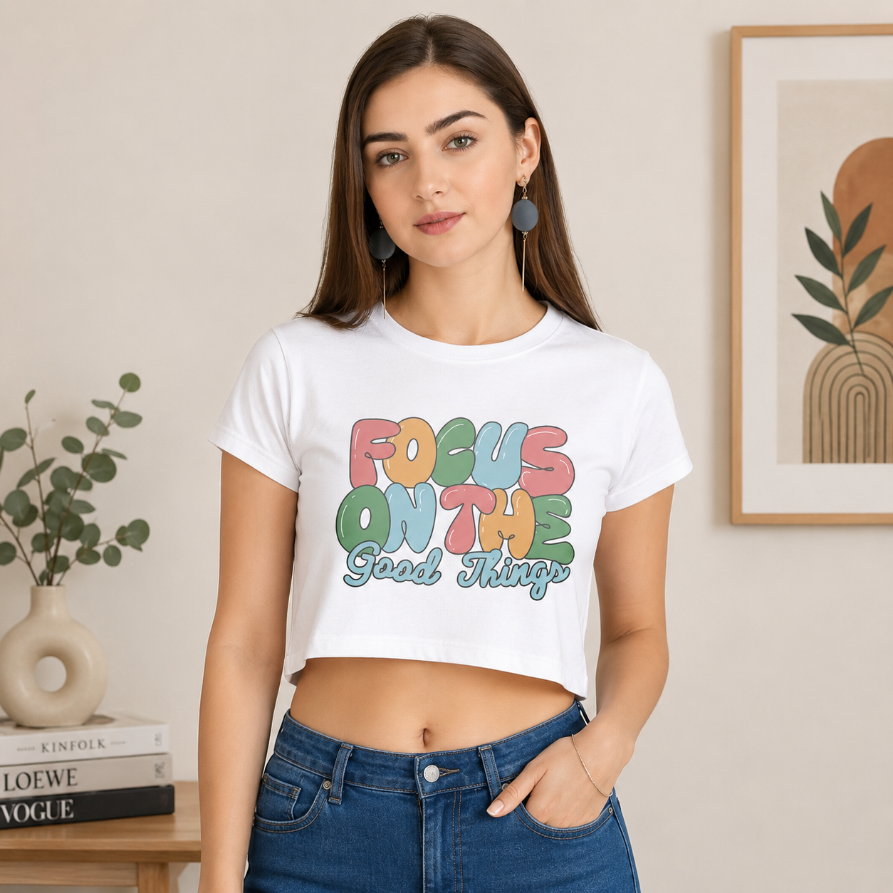 Focus On The Good Things Crop T-Shirt | Women's Positive Vibes Tee