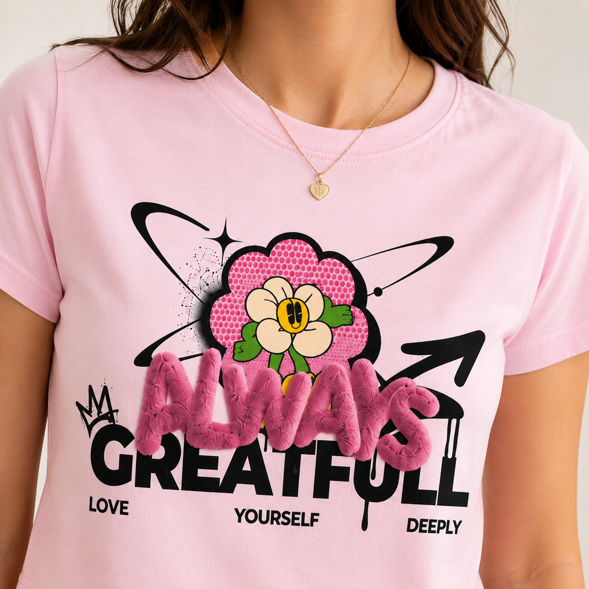 Always Grateful Crop Tee | Women's Positive Floral Graphic Top