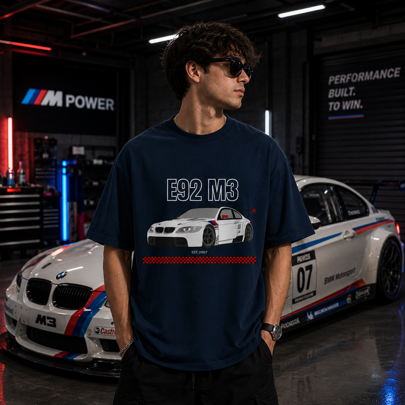 E92 M3 Oversized T-Shirt | Premium Car-Culture Streetwear – Powder Blue