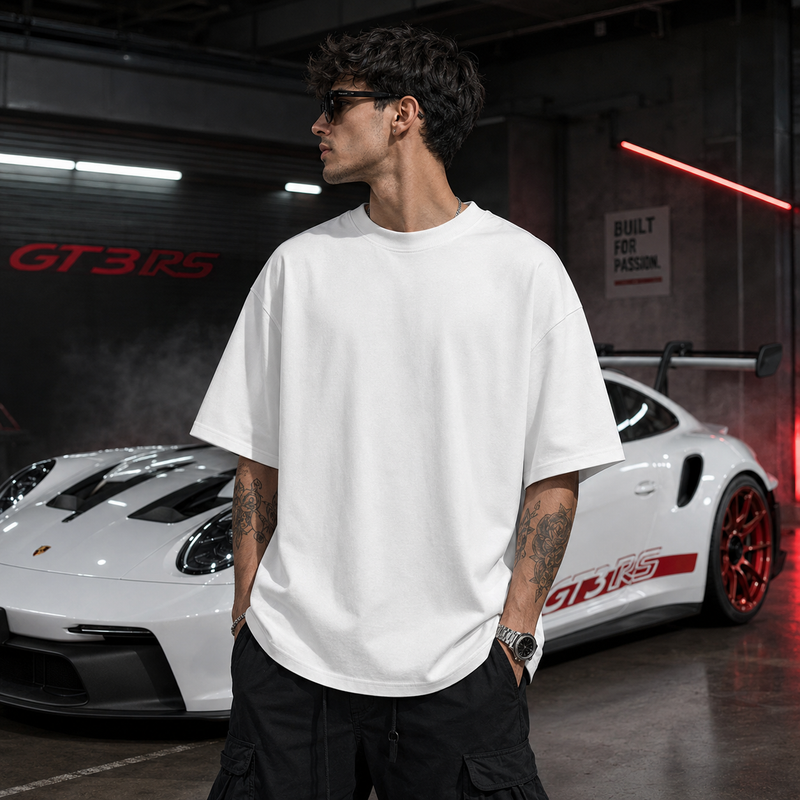 Porsche Oversized T-Shirt | Premium Car-Culture Streetwear – White