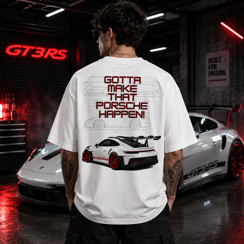 Porsche Oversized T-Shirt | Premium Car-Culture Streetwear – White