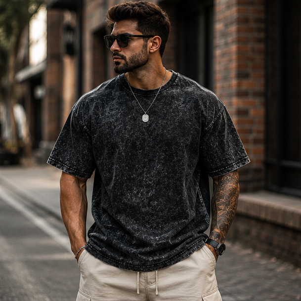 Tiger Bloom Acid Wash Oversized T-Shirt | Graphic Streetwear Tee
