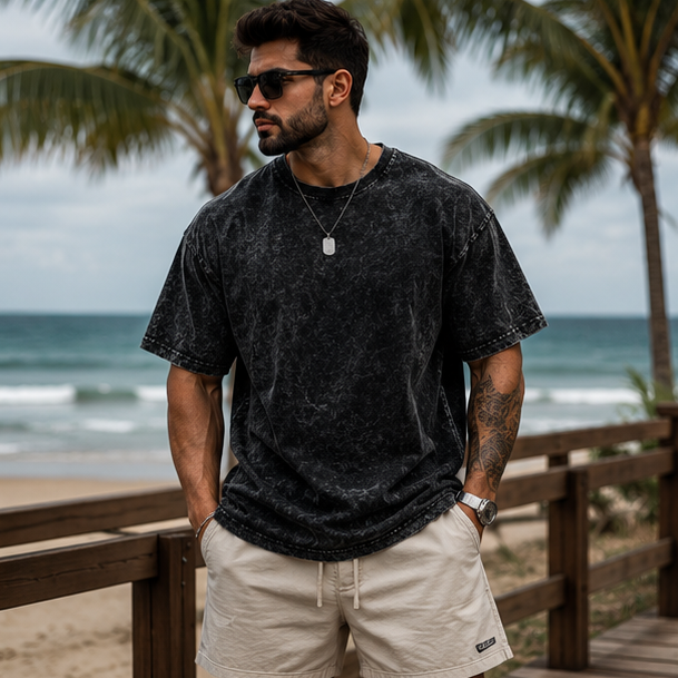 Tiger Bloom Acid Wash Oversized T-Shirt | Graphic Streetwear Tee
