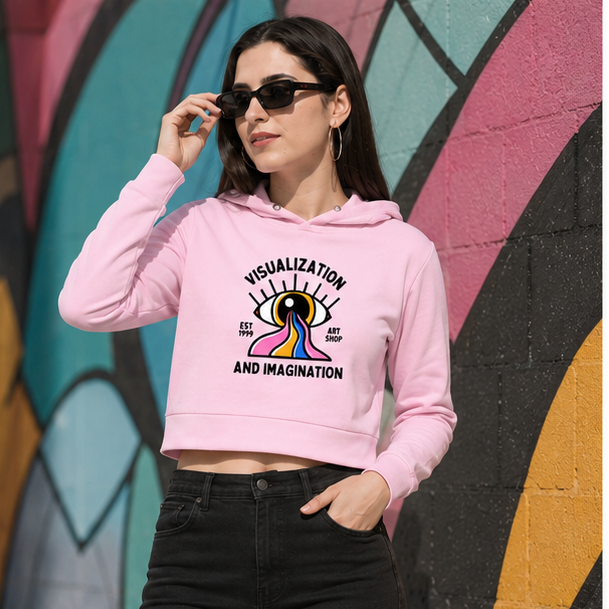 Imagination Crop Hoodie | Women's Graphic Streetwear